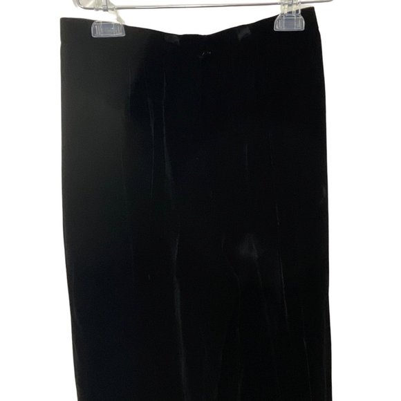 Carolina Herrera Black Velour Pants Size 8 Hook Closure Wide Leg Gathered Waist - Picture 3 of 4